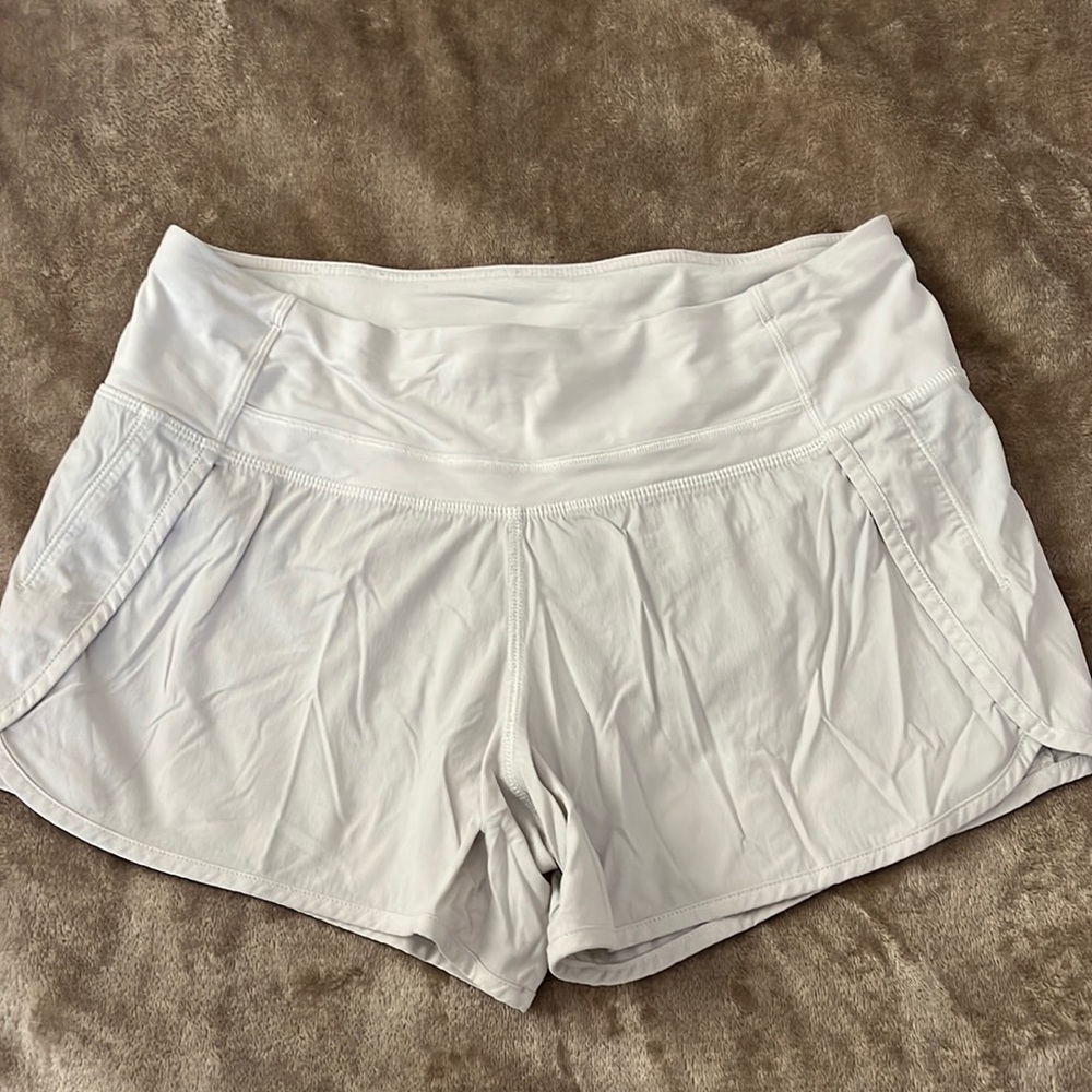 White lululemon speed up shorts
